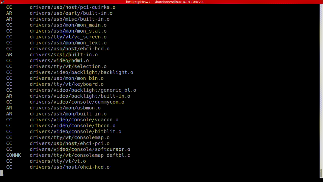 Kernel build finishing