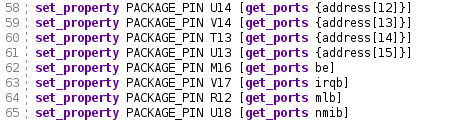 A portion of the XDC Constraint File